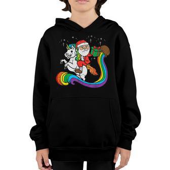 Santa Riding Unicorn Xmas Toddler Girls Christmas Women Kids Youth Hoodie - Thegiftio UK