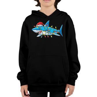Santa Shark Christmas Lights Sharkmas Tree Xmas Boys Men V4 Youth Hoodie - Thegiftio UK