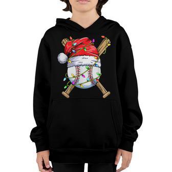Santa Sports Design For Men Boys Christmas Baseball Player V2 Youth Hoodie - Thegiftio UK