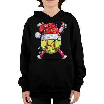 Santa Sports Design- Women Girls Christmas Softball Player Youth Hoodie - Thegiftio UK