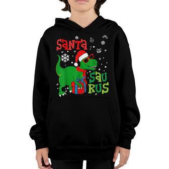 Santa Trex Kid Christmas Dinosaur Tree Rex Boy Family Pajama Youth Hoodie - Thegiftio UK