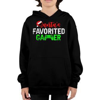 Santas Favorite Gamer Christmas Playing Game Youth Hoodie - Thegiftio UK