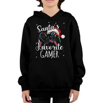 Santas Favorite Gamer Xmas Pajama Gaming Christmas Cute Youth Hoodie - Thegiftio UK