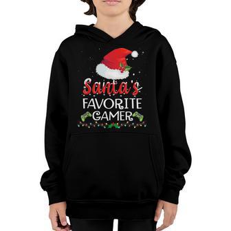 Santas Favorite Gamer Xmas Pajama Gaming Christmas Youth Hoodie - Thegiftio UK