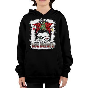 Santa’S Favorite School Bus Driver Christmas Xmas Messy Youth Hoodie - Thegiftio UK