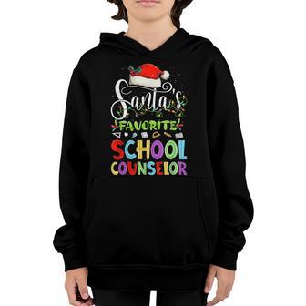 Santas Favorite School Counselor Christmas Santa Hat Light Youth Hoodie - Thegiftio UK