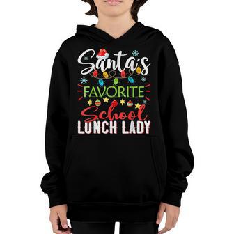 Santas Favorite School Lunch Lady Xmas Light Hat Christmas Youth Hoodie - Thegiftio UK