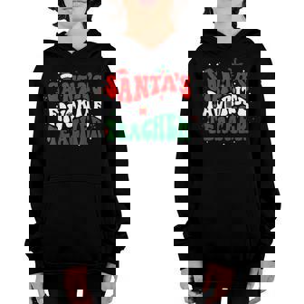 Santas Favorite Teacher Groovy Retro Christmas Boy Girl Youth Hoodie - Thegiftio