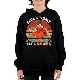 Save A Turkey Eat Cookies Thanksgiving Day Pilgrim Boys Girl Youth Hoodie - Thegiftio UK