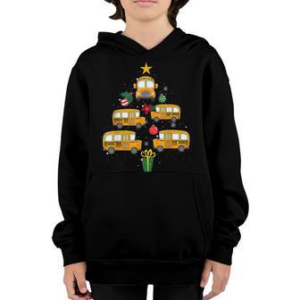 School Bus Christmas Tree Funny Boys Girls Kids Xmas Pajama Youth Hoodie - Thegiftio UK