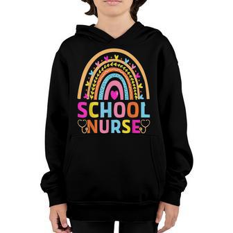 School Nurse 100Th Day Of School Cute Rainbow Youth Hoodie - Thegiftio UK
