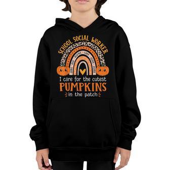 School Social Worker Halloween Rainbow Leopard School Worker Youth Hoodie - Thegiftio UK