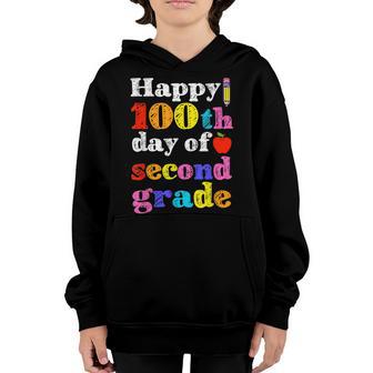 Second Grade Teacher Happy 100Th Day School Smarter Party Youth Hoodie - Thegiftio UK