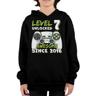 Seven 7Yr Bday Son Boy Funny Gamer 7Th 7 Years Old Birthday V2 Youth Hoodie - Thegiftio UK