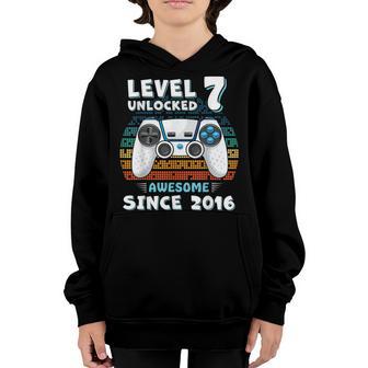 Seven 7Yr Bday Son Boy Funny Gamer 7Th 7 Years Old Birthday Youth Hoodie - Thegiftio UK