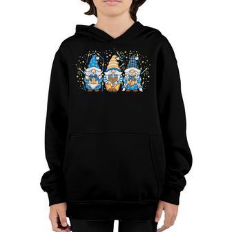 Shalom Gnomes Menorah Dreidel Hanukkah Chanukah Jewish Girls Youth Hoodie - Thegiftio UK