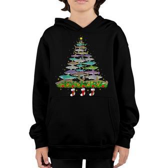 Shark Christmas Tree Shark Lovers Gifts Men Women Kids Xmas Youth Hoodie - Thegiftio UK