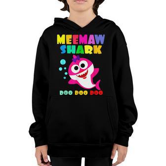 Shark Meemaw Funny Mommy Kids Family Mothers Day Youth Hoodie - Thegiftio UK