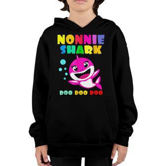 Shark Nonnie Funny Kids Family Mothers Day Youth Hoodie - Thegiftio UK