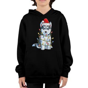 Siberian Husky Santa Christmas Tree Lights Xmas Boys Dog V2 Youth Hoodie - Thegiftio UK