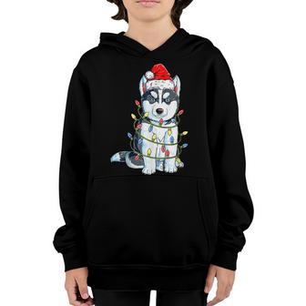 Siberian Husky Santa Christmas Tree Lights Xmas Boys Dog V3 Youth Hoodie - Thegiftio UK