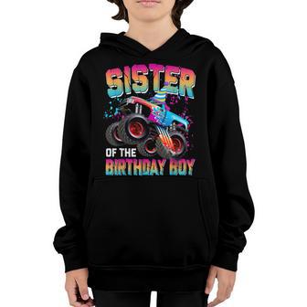 Sister Of The Birthday Boy Monster Truck Birthday Gift Youth Hoodie - Thegiftio UK