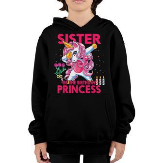 Sister Of The Birthday Princess Girl Dabbing Unicorn Girls Youth Hoodie - Thegiftio UK