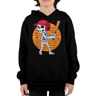 Skeleton Baseball Player Boys Kids Halloween Costume Youth Hoodie - Thegiftio UK