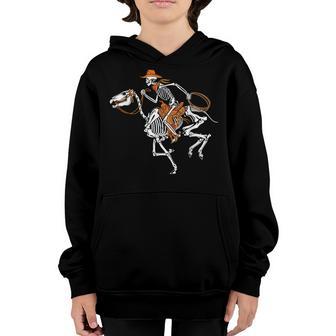 Skeleton Cowboy Riding Horse Halloween Rider Costume Men V5 Youth Hoodie - Thegiftio UK