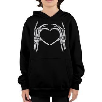 Skeleton Hands Heart Sign Retro Halloween Costume Women Girl V2 Youth Hoodie - Thegiftio UK