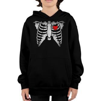 Skeleton Heart Rib Cage X-Ray Adult Kids Funny Halloween Youth Hoodie - Thegiftio UK