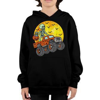 Skeleton Monster Truck Moon Candy Toddler Boys Halloween Kid V4 Youth Hoodie - Thegiftio UK