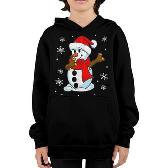 Snowman Merry Christmas Santa Hat Retro Xmas Groovy Boy Girl Youth Hoodie - Thegiftio UK