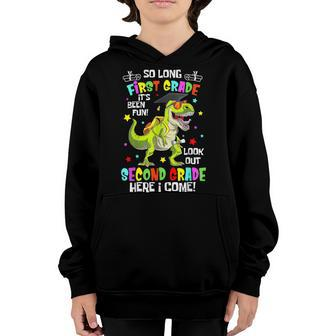 So Long 1St Grade Look Out 2Nd Grade Dinosaur Kid Graduation Youth Hoodie | Mazezy