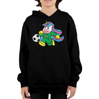 Soccer Brazil Flag With Unicorn For Kid Girls And Boys Funny Youth Hoodie - Thegiftio UK