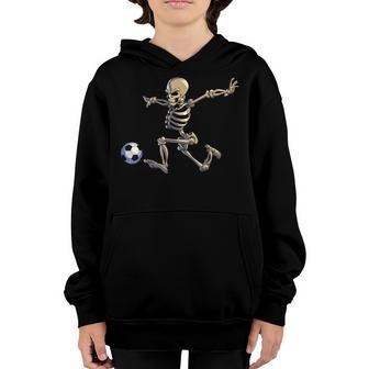 Soccer Skeleton Halloween Men Boys Soccer Player Halloween V3 Youth Hoodie - Thegiftio UK