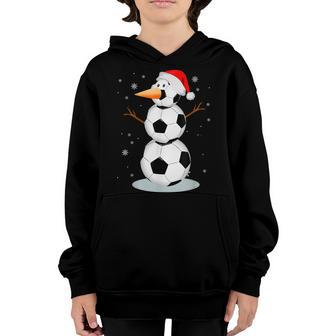 Soccer Snowman Santa Hat Christmas Soccer Lover Kids Youth Hoodie - Thegiftio UK