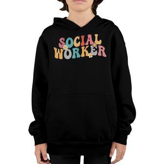 Social Worker Retro Groovy 2023 School Social Worker Youth Hoodie - Seseable
