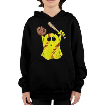 Softball Ghost Softball Lover Halloween Costume Boy Girl Youth Hoodie - Thegiftio UK