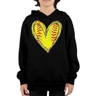 Softball Heart Softball Game Day Apparel Softball Mom Lovers Youth Hoodie - Thegiftio UK