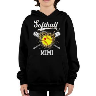 Softball Mimi Leopard Game Day Softball Mother S Day Youth Hoodie - Seseable