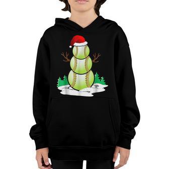 Softball Snowman Balls Christmas Pajama Gifts Men Boys Kids Youth Hoodie - Thegiftio UK