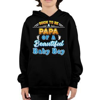 Soon To Be A Papa Of A Beautiful Baby Boy Father Day Papa Youth Hoodie - Thegiftio UK