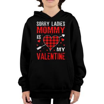 Sorry Ladies Mommy Is My Valentine Red Plaid Funny For Boys Youth Hoodie - Thegiftio UK
