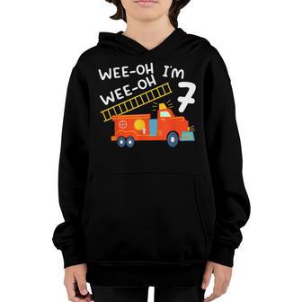 Sound The Alarm Im 7 Years Old Birthday Boy Fire Truck Youth Hoodie - Thegiftio UK