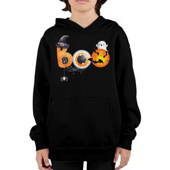 Spooky Moon Halloween Boo Spider Web Bat Witch Men Women Kid V3 Youth Hoodie - Thegiftio UK