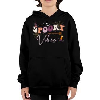 Spooky Vibes Cute Groovy Hippie Spooky Halloween Girls Women Youth Hoodie - Thegiftio UK