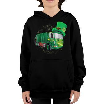 St Patricks Day Green Garbage Truck Boy Kids Youth Hoodie - Thegiftio UK