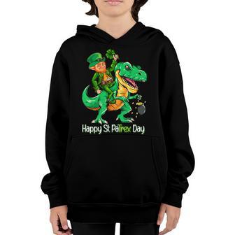 St Patricks Day Leprechaun Riding Dinosaur Gift Kids Boys Youth Hoodie - Thegiftio UK