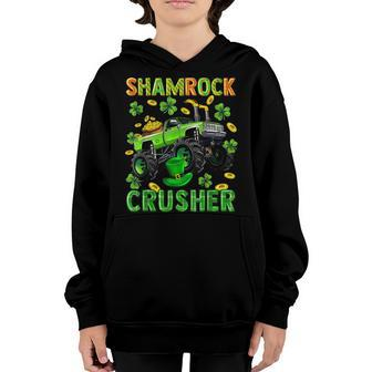 St Patricks Day Monster Truck Boys Toddler Shamrock Crusher Youth Hoodie | Mazezy